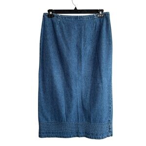 Christopher & Banks Long Denim Jean Maxi Skirt Pencil High Waist Size 12 Modest